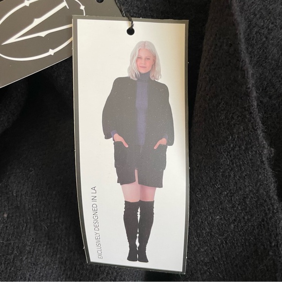 Vertigo Paris Black Open Front Sweater Jacket with Faux Fur Pockets, NWT, M - Picture 5 of 8